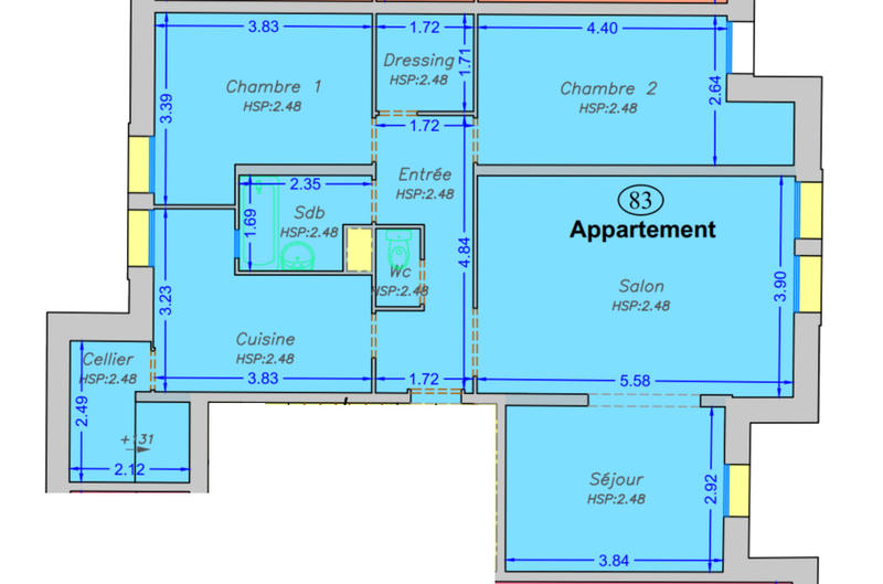Appartement - 84 m² - 4 pièces