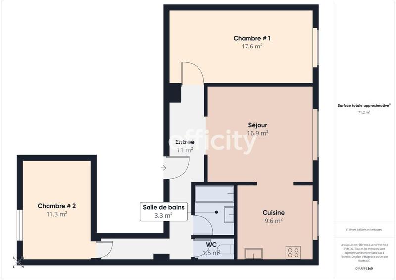 Appartement - 69 m² - 3 pièces