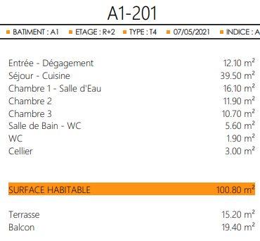 Appartement - 101 m² - 4 pièces