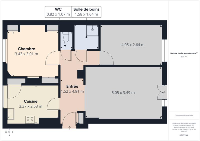Appartement - 62 m² - 3 pièces