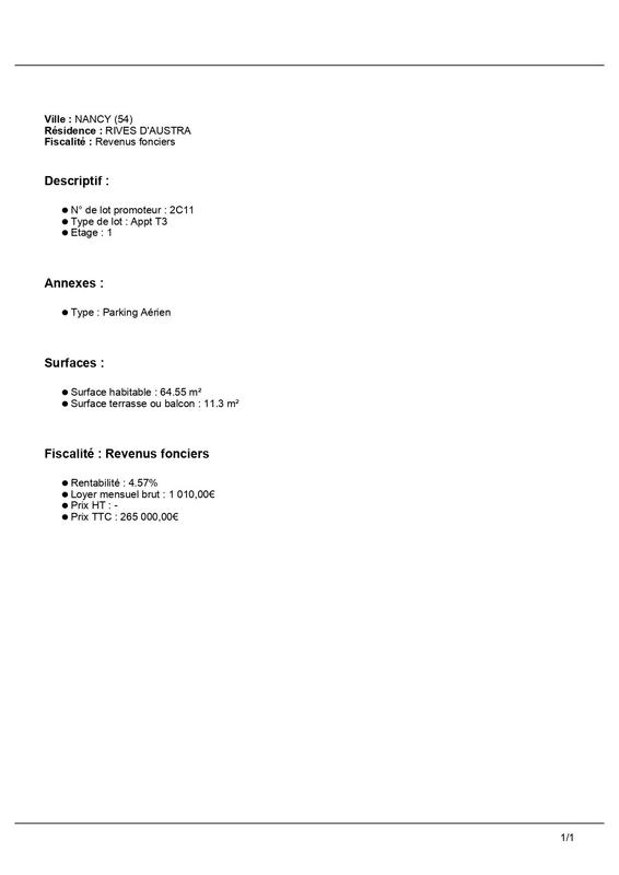 Appartement - 65 m² - 3 pièces