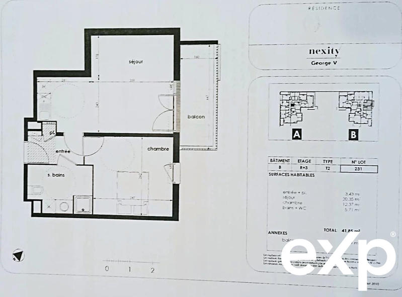 Appartement - 43 m² - 2 pièces
