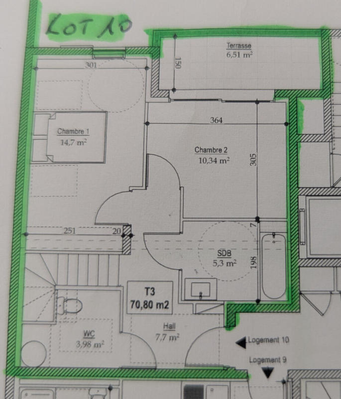 Appartement - 71 m² - 3 pièces