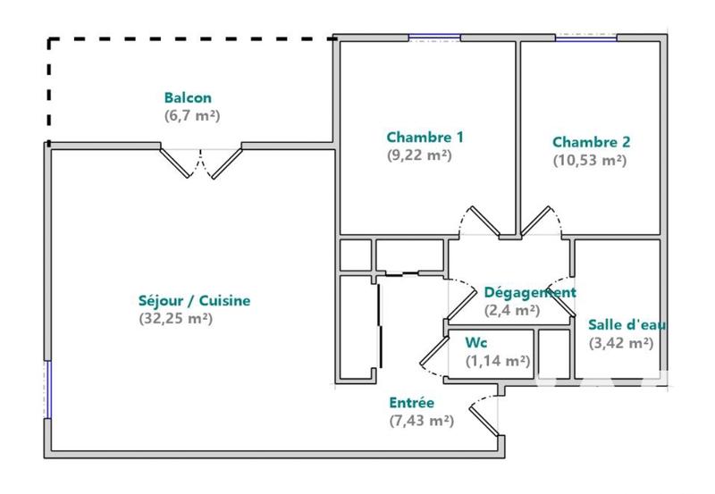 Appartement - 66 m² - 3 pièces