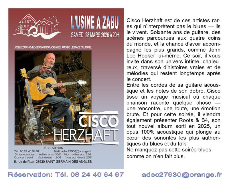 Concert Cisco Herzath à l'Usine à Zabu