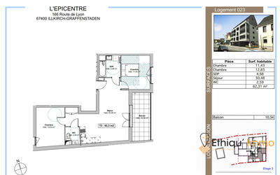 Appartement - 62 m² - 3 pièces