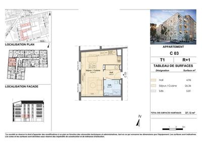 Appartement - 37 m² - 1 pièce