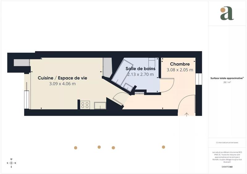 Appartement - 28 m² - 1 pièce