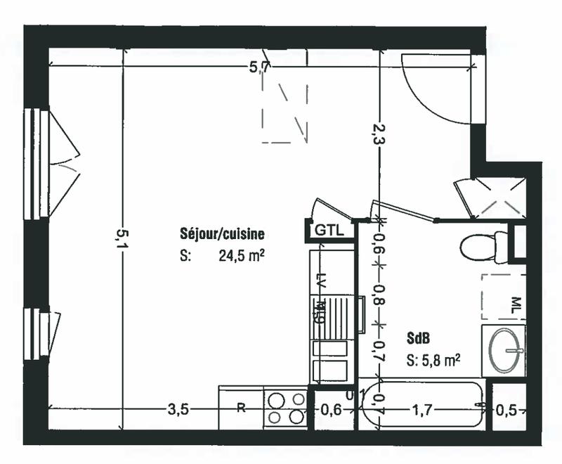 Appartement - 30 m² - 1 pièce