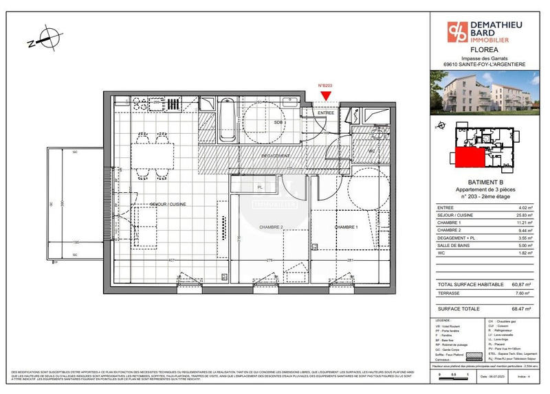 Appartement - 61 m² - 3 pièces