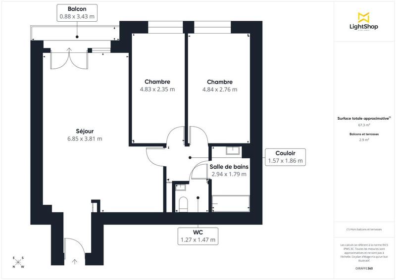 Appartement - 68 m² - 3 pièces