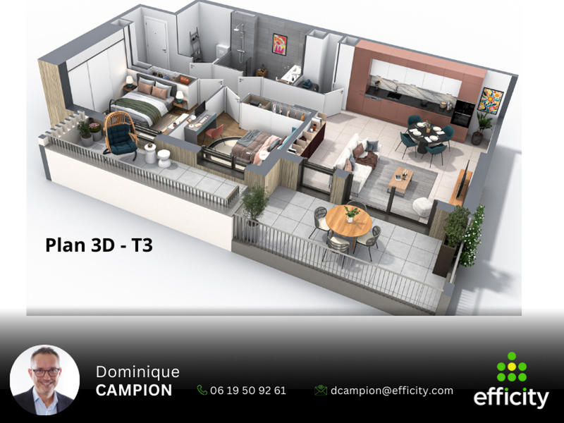 Appartement - 75 m² - 3 pièces