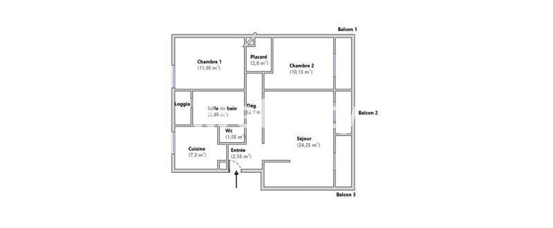 Appartement - 67 m² - 3 pièces