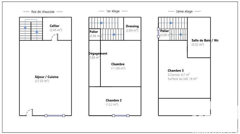 Maison de ville - 89 m² - 4 pièces