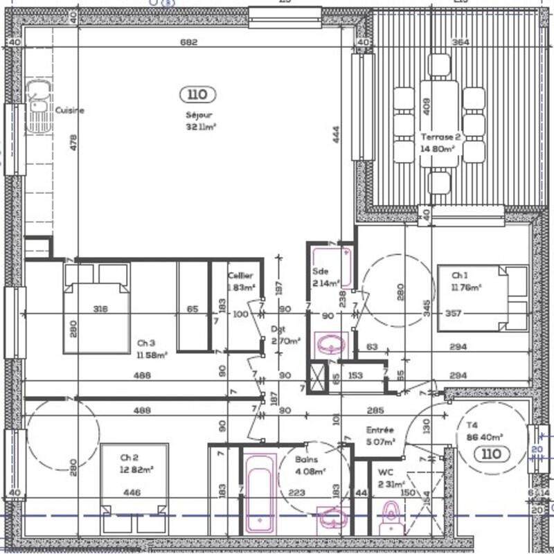 Appartement - 86 m² - 4 pièces