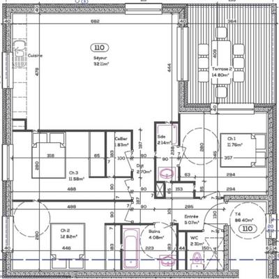 Appartement - 86 m² - 4 pièces