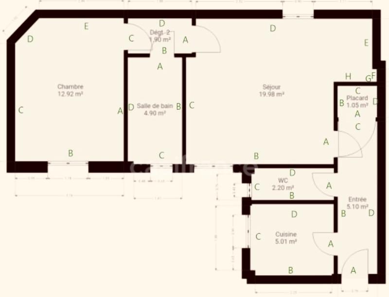 Appartement - 53 m² - 2 pièces