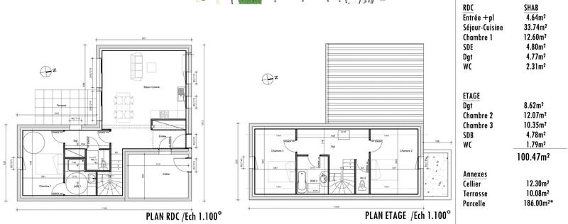 Maison contemporaine - 100 m² - 4 pièces