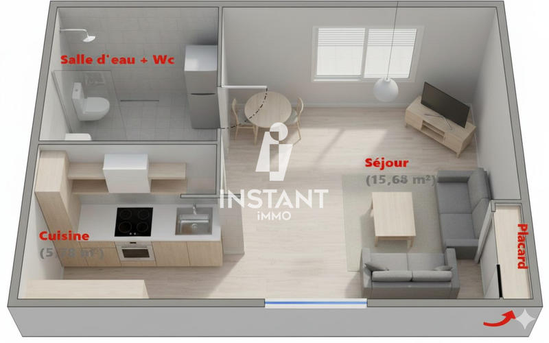 Appartement - 26 m² - 1 pièce