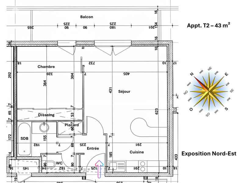 Appartement - 43 m² - 2 pièces