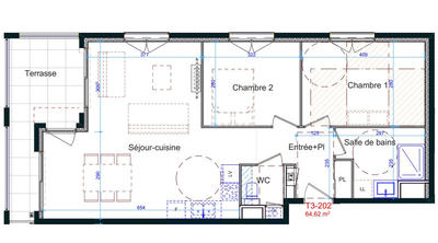 Appartement - 65 m² - 3 pièces