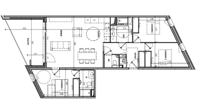 Appartement - 94 m² - 4 pièces