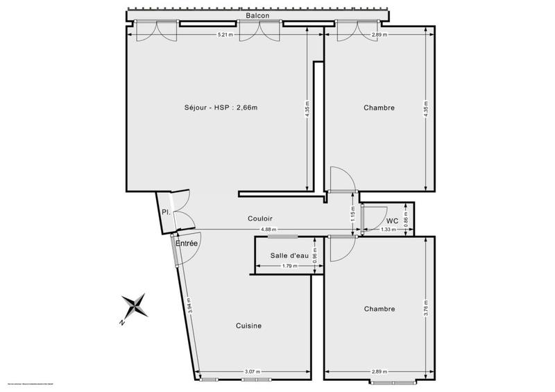 Appartement - 64 m² - 3 pièces