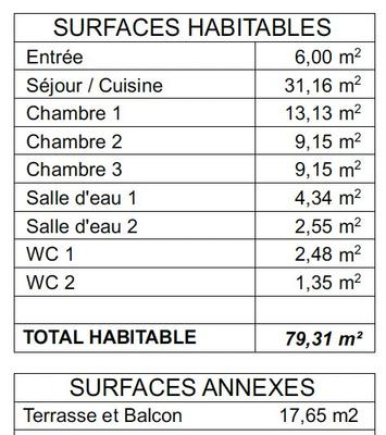 Appartement - 80 m² - 4 pièces