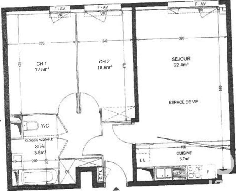 Appartement - 64 m² - 3 pièces