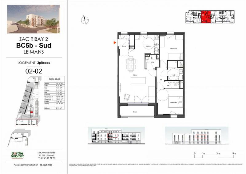 Appartement - 71 m² - 3 pièces