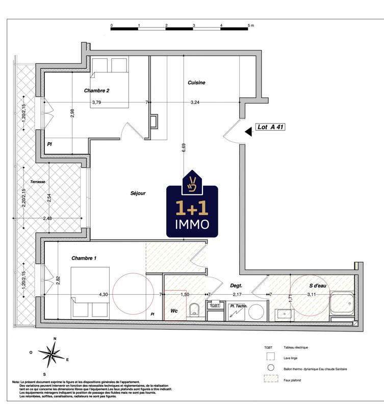 Appartement - 70 m² - 3 pièces