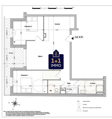 Appartement - 70 m² - 3 pièces