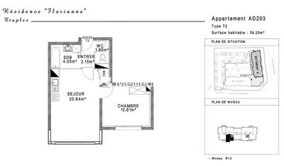 Appartement - 39 m² - 2 pièces