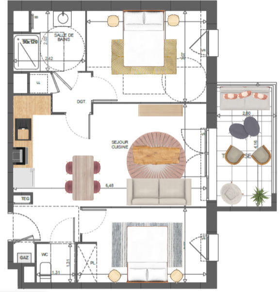 Appartement - 56 m² - 3 pièces
