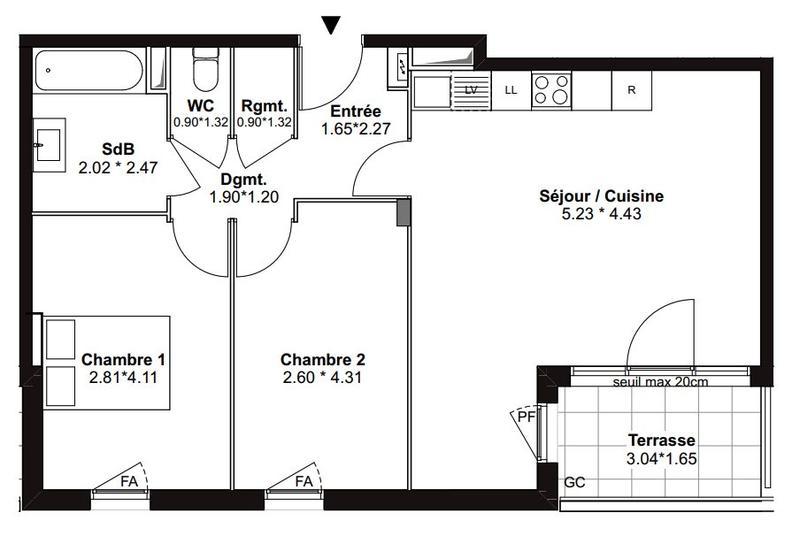 Appartement - 62 m² - 3 pièces