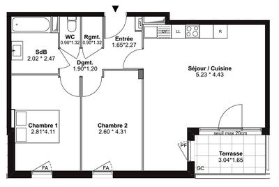 Appartement - 62 m² - 3 pièces