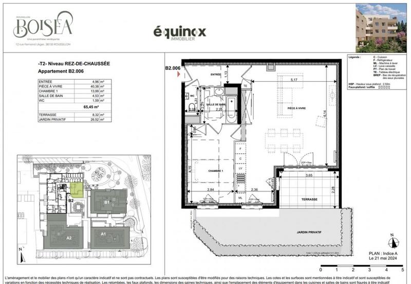 Appartement - 65 m² - 2 pièces