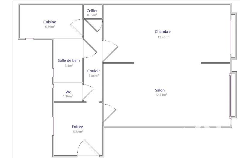 Appartement - 47 m² - 2 pièces
