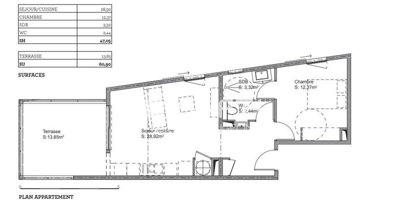 Appartement - 47 m² - 2 pièces