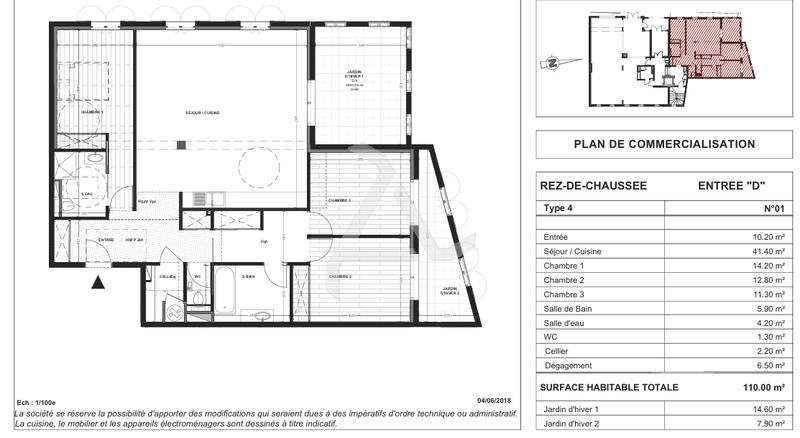 Appartement - 110 m² - 4 pièces