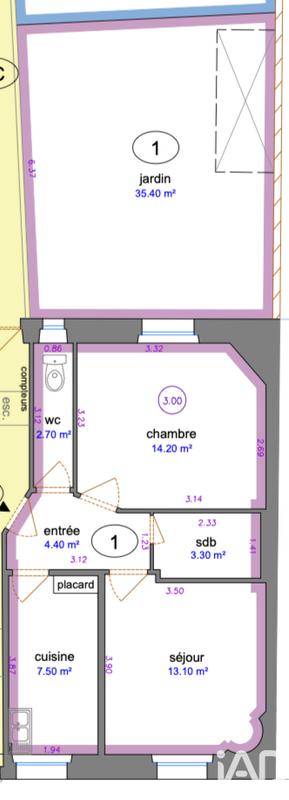 Appartement - 45 m² - 2 pièces