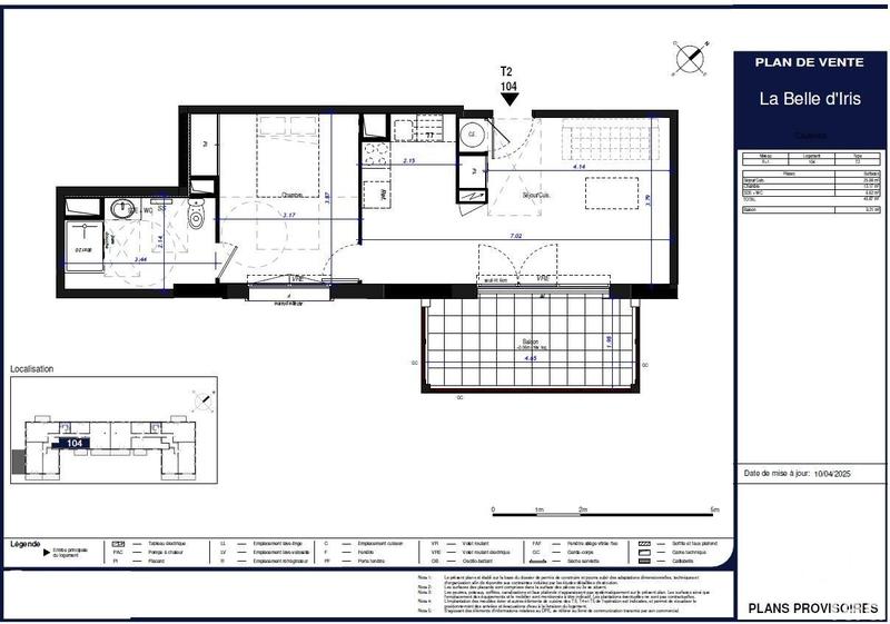 Appartement - 45 m² - 2 pièces