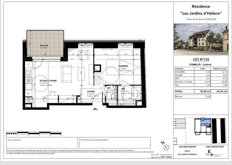 Appartement - 45 m² - 2 pièces