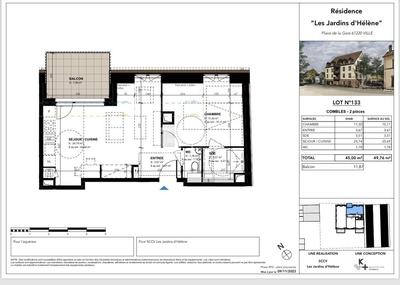 Appartement - 45 m² - 2 pièces