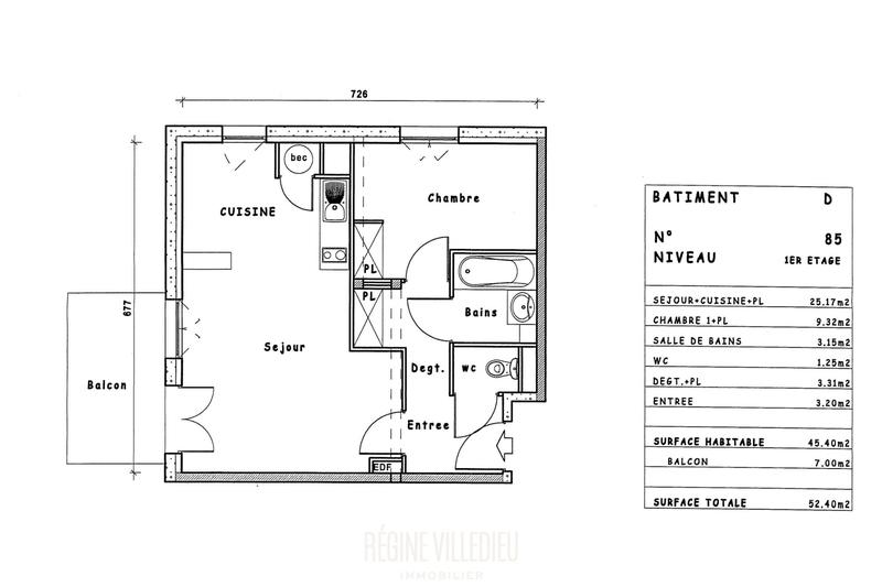 Appartement - 45 m² - 2 pièces