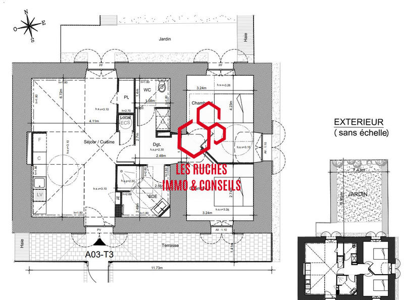 Appartement - 65 m² - 3 pièces