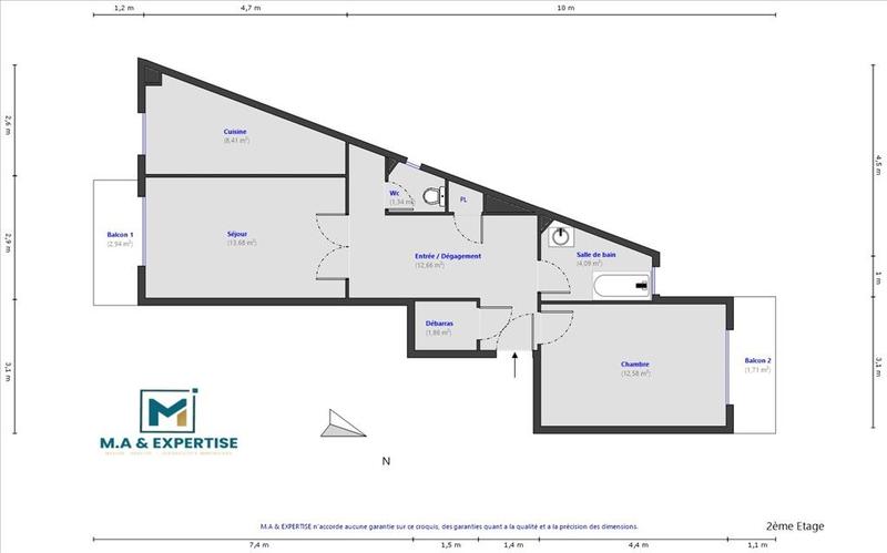 Appartement - 54 m² - 2 pièces