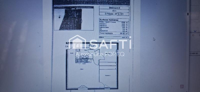 Appartement - 56 m² - 3 pièces