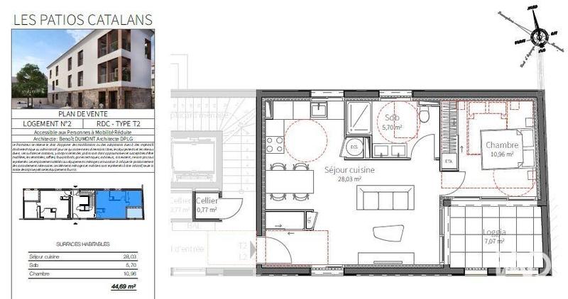 Appartement - 44 m² - 2 pièces