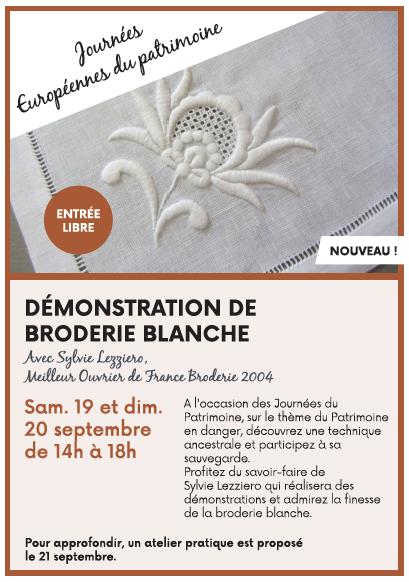 Démonstration de broderie blanche